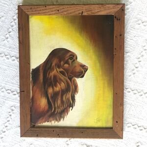 VTG 1970s Painting Cocker Spaniel Dog Original Signed Canvas Framed 13.5x10.5